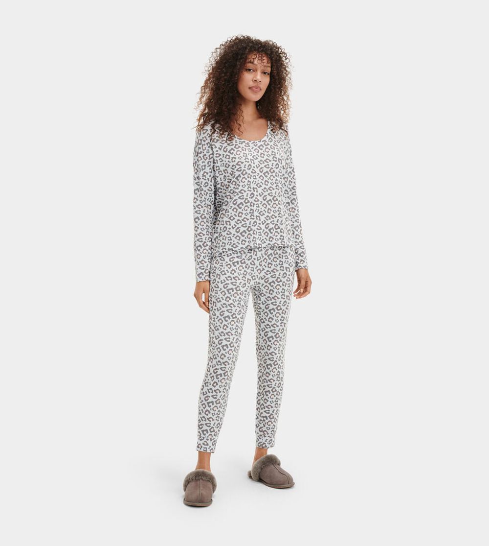 Ugg Sleepwear Canada - Ugg Women's Birgit Print Lounewear Set Grey Leopard